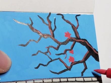 下雪天的梅花#丙烯马克笔#梅花#绘画 #简笔画#下雪天