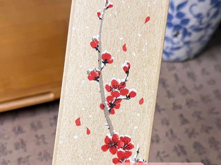 一分钟学画——十二花神梅花 #一分钟学画画 #十二花神 #红梅 #零基础自学国画 #跟着抖音学画画