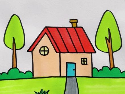 简单画房屋风景,一看就会!#简笔画 #画画 @抖音小助手