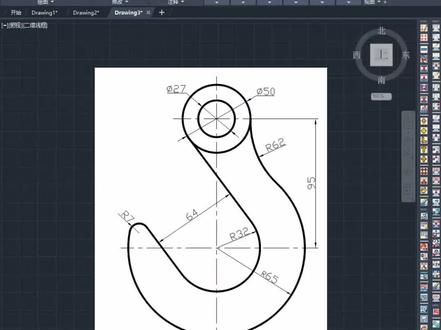 CAD画挂钩,零基础学校CAD,CAD绘图技巧,CAD练习教程#cad教程 #CAD #cad画图 #cad讲堂 #机械CAD