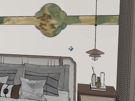 这样的新中式背景墙在酷家乐里怎么做呢? #酷家乐 #室内设计 #木作定制 #新中式 #卧室