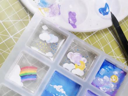 冰块云朵制作,快来get新技能吧~ #云朵 #滴胶 #手工diy @我要上热门.