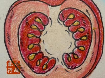 在家跟着#乐琦琴行#乐琦美术 一起画起来吧🎨#宅家画画 完成习作《切开的西红柿🍅 》🌟#每周一更 敬请持续关注❤️与期待✨