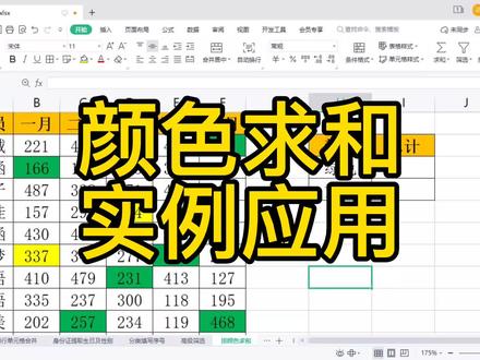 WPS表格数据按颜色求和计算结果