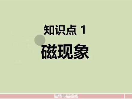 第十六章 (1)磁现象 沪粤版九年级下册物理
知识点1 磁现象
知识点2 磁场与磁感线
知识点3 电生磁