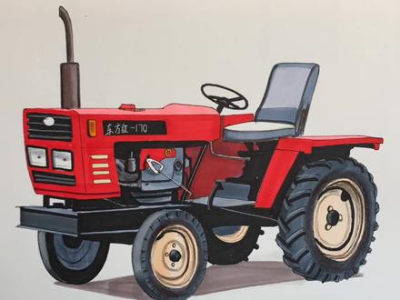 东方红拖拉机,画的好看吗 #马克笔手绘 #东方红拖拉机 #画车