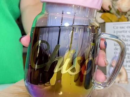梦幻水杯,每天多喝一杯水!#自制饮料 #仙女杯 #仙女都在喝什么 #雀初炫彩花茶杯 #雀初花茶杯