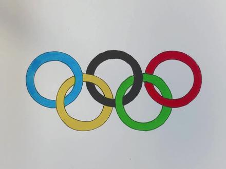 一起来学画奥运五环,原来五环的颜色代表这个#简笔画 #画画 #一起学画画 #奥运会 #五环