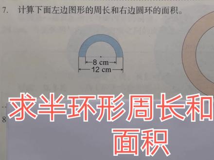六年级数学上册《圆的面积》#求半环形周长和环形面积