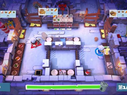 #胡闹厨房 dlc冬日奇境1-4关,是谁之前说打几波怪物不难的?这一关让你知道什么叫残忍!#塔防游戏 #游戏攻略 #情侣游戏