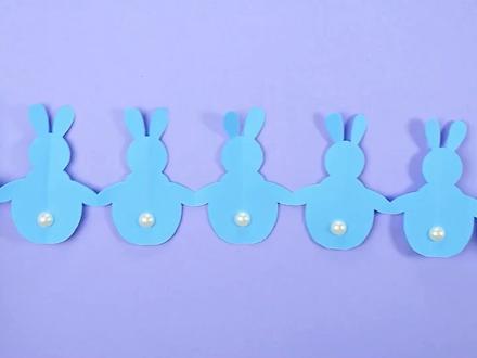 折纸兔子花环教程,一张A4纸就能搞定! #diy #剪纸教程 #手工剪纸 #创意手工