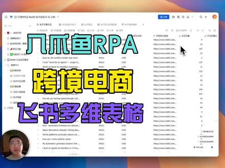 飞书多维表格➕八爪鱼 RPA =跨境电商舆情监测系统 自动获取 Reddit 帖子和评论到飞书多维表格,并且统计和分析#跨境电商 #飞书多维表格 #八爪鱼 #效率工具
