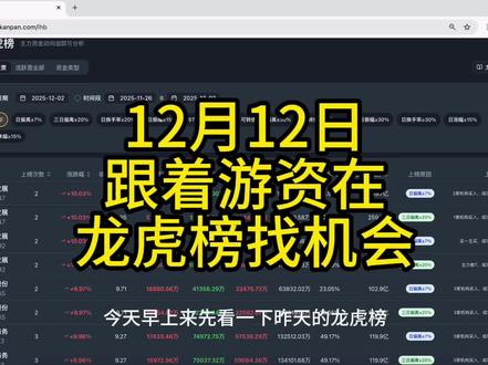 这条视12月3日拍的,跟着游资在龙虎榜找机会(封面日期错了) #股民 #热点 #炒股养家 #福日电子 #航天发展