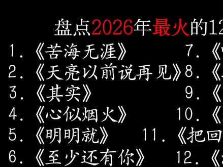 盘点2026年最火的12首音乐 #热门歌曲 #听歌 #音乐 #热
