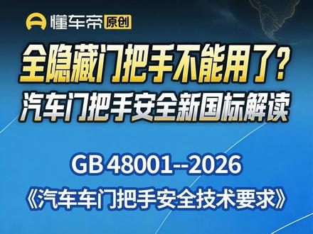 全隐藏门把手的“末日”要来了?汽车门把手安全新国标解读#汽车门把手 #汽车安全 #新能源汽车 #隐藏式门把手 #懂车帝张凯