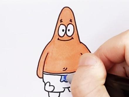 画完了海绵宝宝,今天来画派大星吧#简笔画 #我要上热门 @抖音小助手