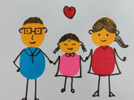 一家四口#简笔画 今天我们继续#一起学画画 吧!@抖音小助手