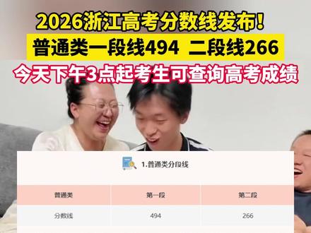 2026浙江高考分数线公布