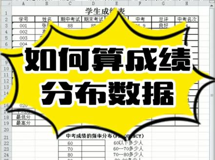 #excel函数 #excel技巧 #excel教学 教你用函数算出成绩的频率分布数据。