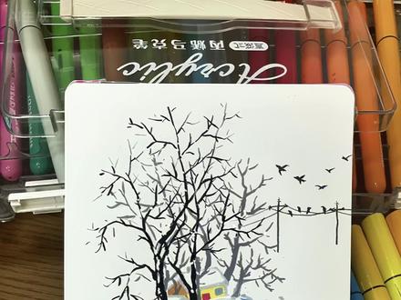 自学画画第二十四天,今天画的是粉丝投稿的冬日雪地#画画🎨 #跟着抖音学画画 #绘画过程分享 #雪地里撒欢 #凡页丙烯马克笔