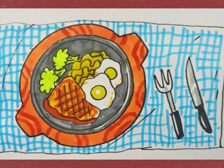 【简笔画教程】简笔画美味的牛排#画画#简笔画#简笔画教程 #美食#绘画教程 #少儿美术