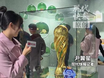 苏超奖杯“出差”进博会!江苏足球热度,这次要让全世界看见#第八届进博会 #江苏 #苏超 #足球