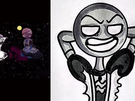 喜欢跳舞的地球和月球。 #简笔画