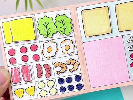 第340集: 自制DIY吐司小店豆豆本手工diy教程,简单好玩的吐司面包小摊安静书手工制作,一二三年级小学生课间娱乐小手工,快做一个和小闺闺一起玩吧#手工教程 #学生党必备 #豆豆本 #安静书 #儿童手工