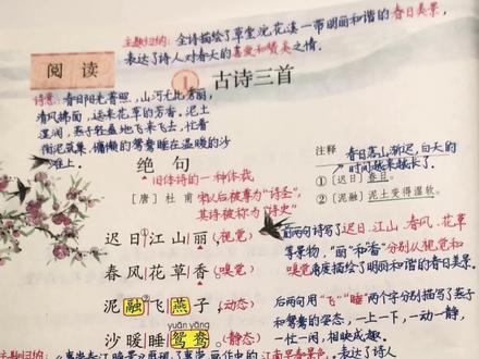 #学习打卡ing 三年级下册语文第一课《古诗三首》同步精讲