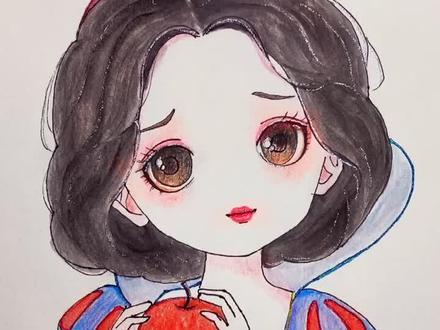 画迪士尼公主系列10-#白雪公主#临摹#儿童画#公主#简笔画#迪士尼公主