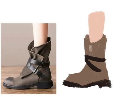 麂皮靴子的画法 #厚涂 #板绘 #绘画 #材质