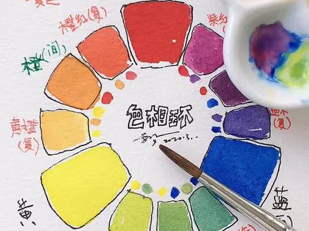 色彩基础|画色相环可以帮助调色,看着比较直观,不会看晕了哈哈#色彩 #水彩 #零基础学水彩 @抖音小助手