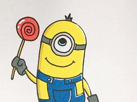 全抖音最简单小黄人画法,学不会你打我!#田妈画画#画画教程#简笔画 @抖音小助手