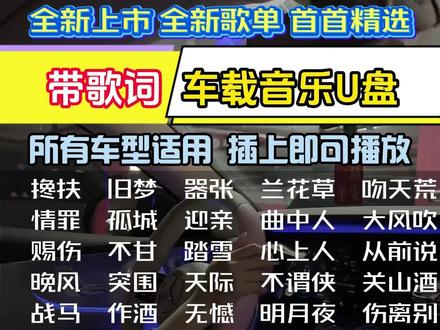 2026!全新上市!车载音乐∪盘,全部精选歌单,全部带歌词。 百万调音师精心打造!每一首歌曲精选再精选,没有一首凑数的。视频上展示歌单和目录和∪盘一样的#车载音乐 #汽车好物推荐 #开车必备音乐 #车载神器汽车用品 #热歌热门分享