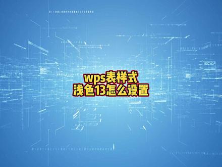 wps表样式浅色13怎么设置?