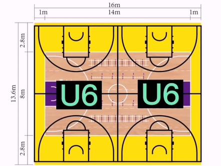 在13.6*16米的场地上画3个U6 🏀场地#篮球馆 #篮球俱乐部 #篮球馆 #儿童篮球