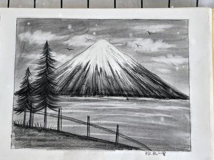 我怎么会画画呢?学会这几步你也是画画高手#画雪山 #手绘教程 #素描 #铅笔画 @抖音小助手