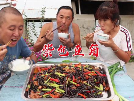 紫色长豆角大家吃过没?全家没见过,炒完紫色变黑色,味道真不错 #美食 #抖音美食创作人 #农村美食