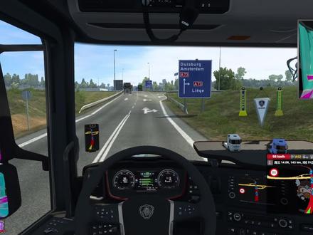 欧洲卡车模拟2:加来到杜伊斯堡送货,途径加来小道车多精彩不断 #欧洲卡车模拟2 #模拟游戏 #多人联机游戏