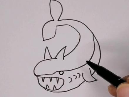 #创作灵感 鲨鱼简笔画,精彩呈现!#简笔画 #鲨鱼 #简笔画教程@DOU+小助手