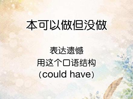 从文学到口语 | 本可以做但没做 (12) could have 这个模式在口语中非常实用,用来谈论过去可能发生但最终没有发生的事情,或者表达对过去某个决定或未采取行动的遗憾或反思。