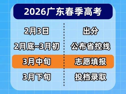 2026广东春季高考填志愿、录取时间曝光 #广东春季高考 #志愿填报 #录取时间 #春季高考 #家长必看