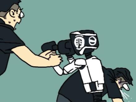 画个机器人拳击表演被偷袭 #漫改搞笑视频 #人形机器人 #这操作都看傻了 #哈哈哈哈哈哈我要笑死了 #艺术在抖音