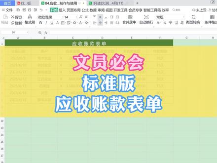 Excel:文员必会——标准版“应收账款表单”#excel技巧 #0基础学电脑 #wps入门基础教程