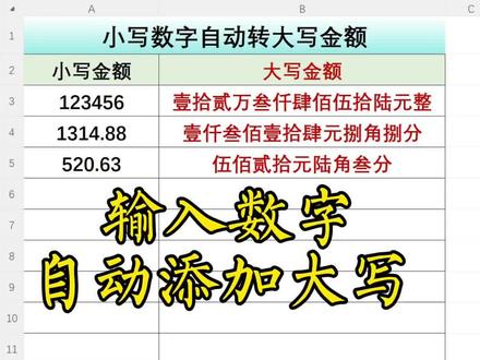 输入数字自动变大写,你学会了吗#WPS #实用小技巧 #文员 #函数 #表格