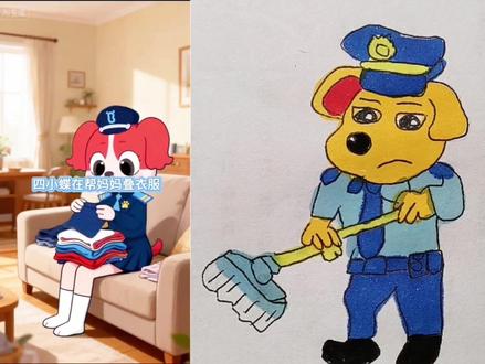 你应该表扬谁呢?#拉布拉多警长#简笔画@抖音创作小助手