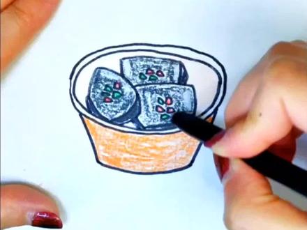 一起来画臭豆腐#简笔画 #亲子手工 #儿童画 #一起学画画 #油画棒