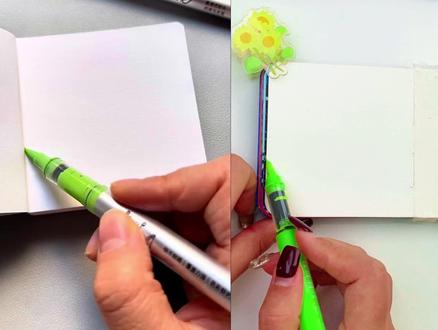 丙烯马克笔画猫咪荡秋千,简单有好看,原版&跟练版 #简笔画#创意绘画#零基础学画画#画出春天的色彩#马克笔绘画原创@千寻简笔画