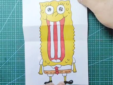 一家三口比赛画海绵宝宝 #简笔画简笔画 #海绵宝宝 #儿童简笔画