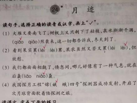 五上语文课堂作业本第24课《月迹》美在你的眼睛里!